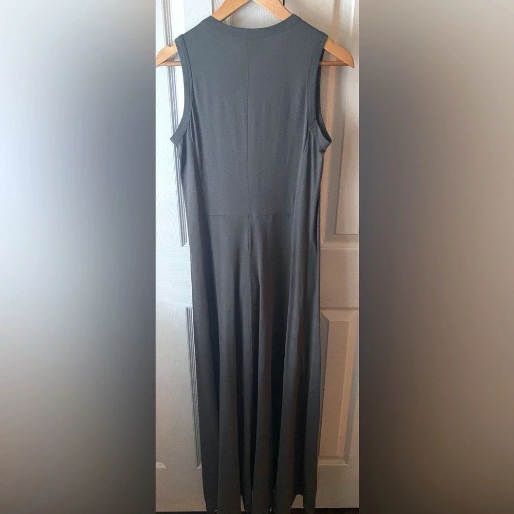 ALYSI‎ crème Dark Gray Cotton Jersey Minimalist Maxi Tank Dress 6